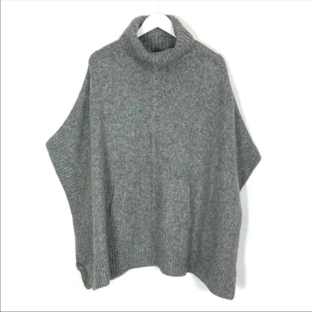J.Crew Relaxed Grey Turtleneck Poncho - Picture 2 of 2